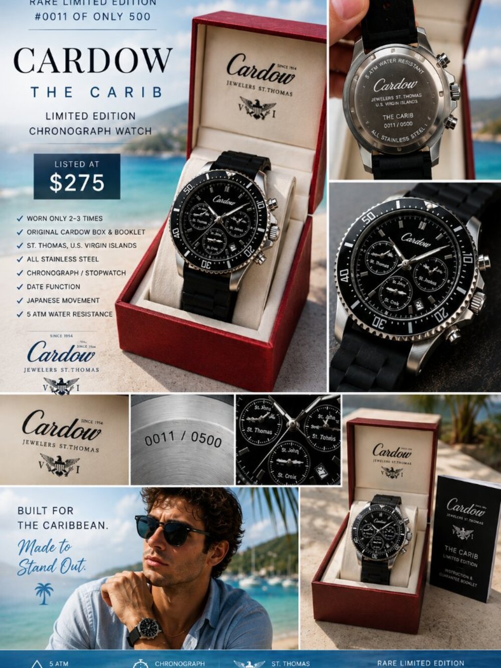 Cardow The Carib Limited Edition Men’s Watch #11/500 St. Thomas VI